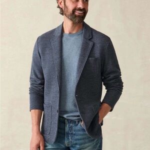 Faherty Men's Heathered Navy Knit Blazer